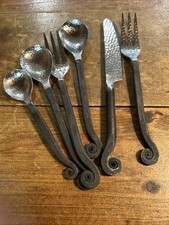 6 Pcs Pottery Barn Fiddlehead Style Black Oxi...