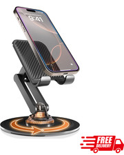 360  Rotating Phone Stand   Foldable Metal Desk Holder for Smartphones Portable