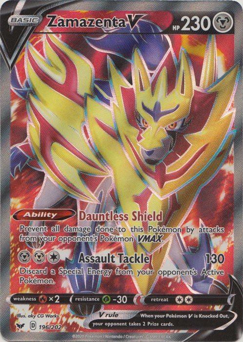 Zamazenta V - 196/202 - Full Art Ultra Rare (Near Mint) Sword & Shield Base Set