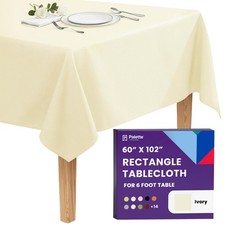 Rectangle Tablecloth - 60 x 102 Inch Ivory Table Cloth for 6 Foot Rectangle T...