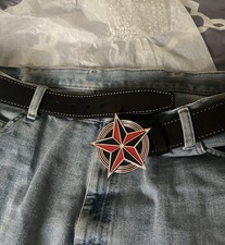 Nautical Star Belt Buckle Red  Black