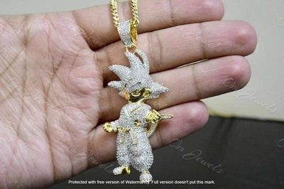 2 kt Lab Created Diamant Dragon Ball Super 14 K Gelbgold plattiert Silber Anhänger - Bild 1 von 4