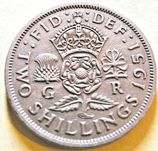 1951 King George VI Florin Two Shilling Coin Lightly Circulated  Grade Very Nice