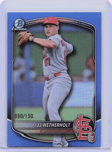 JJ Wetherholt 2025 Bowman Draft #BDC-145 Chrome Blue Refractor #/150