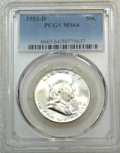 1953 D Franklin Half Dollar PCGS MS64 99% FBL Frosty White PQ Just Graded #T262E