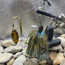Hand Tied Spinnerbait-1/4oz Bluegill  Dbl Willow Leaf  Blade, 3/0 Mustad Hook