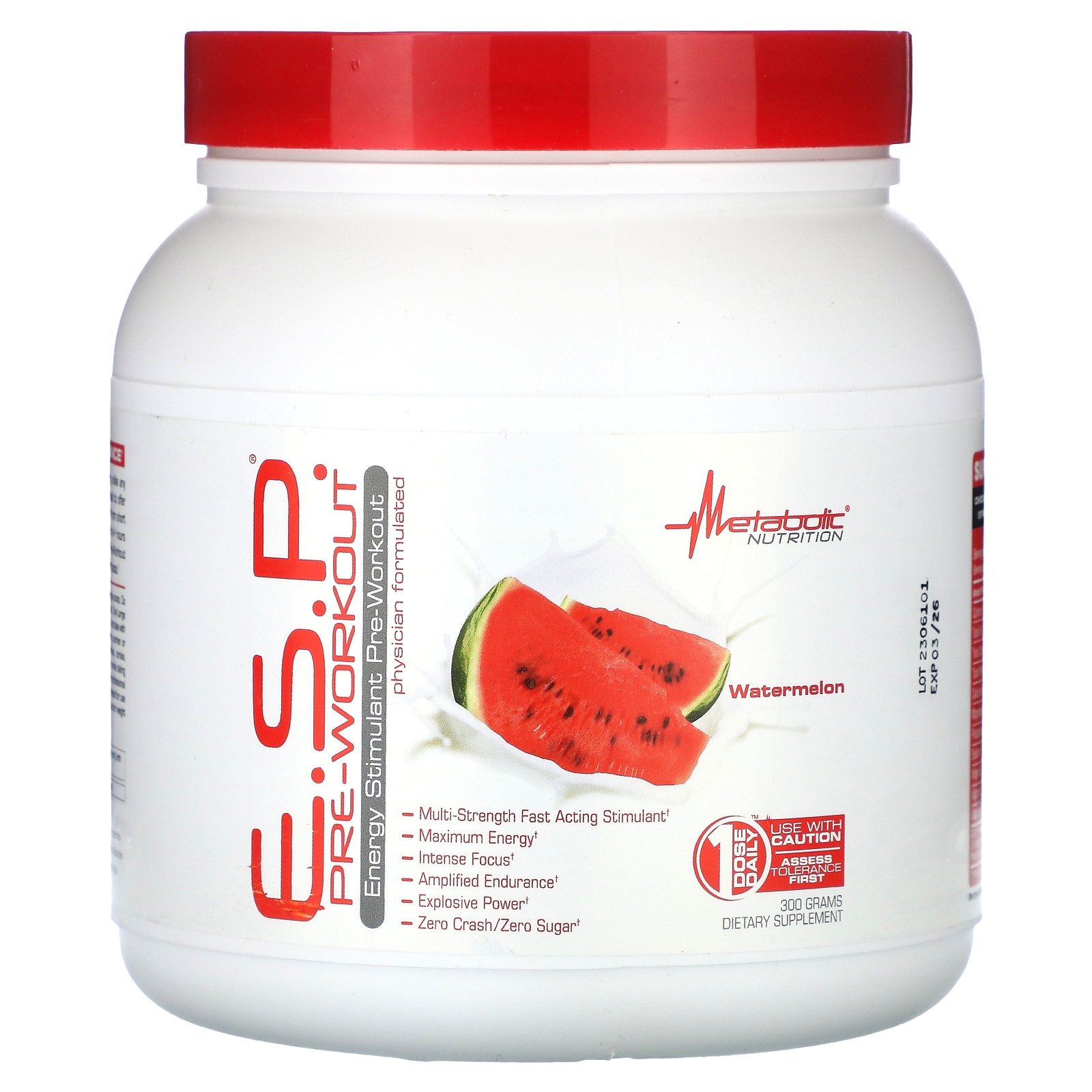 Metabolic Nutrition E S P Pre-Workout Watermelon 300 g Gluten-Free Sugar-Free 7090₽