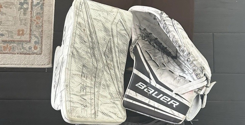 Western Michigan University Hockey Goalie Gear Kirk Laursen Blocker & Catcher