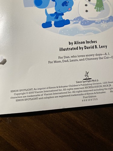Blue's Clues: Snowy Day by Inches, Alison Softcover Book W/ Steve Simon Viacom - Picture 4 of 12
