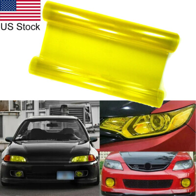 12''x 48'' Glossy Yellow Headlight Tail Light Fog Lamp Tint Vinyl Film Wrap Sheet