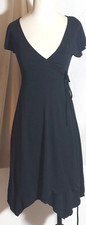 Express Black Knit Wrap Dress Handkerchief Hem  Size XS