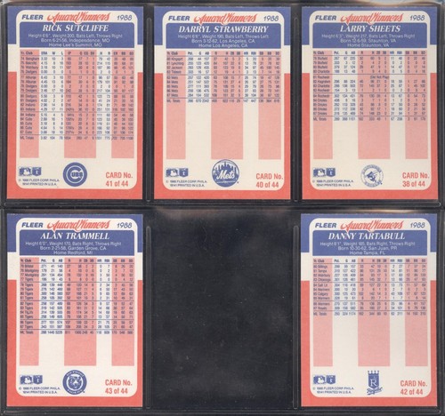 Tarjeta de béisbol Fleer Award Winners 1988 ver lista - Imagen 59 de 65