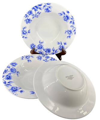 3 PAULA DEEN Spring Prelude 8.5'' Rim Soup Bowl Blue Flower Floral EUC
