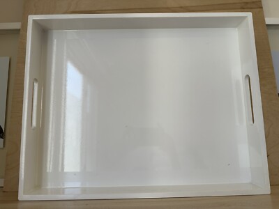 West Elm Lacquer Wood Tray Rectangle White 18