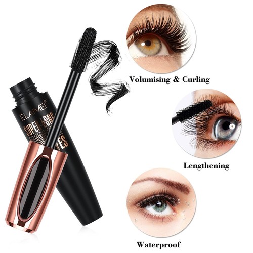 2 Pack Mascara Black Volume and Length, Natural Waterproof Smudge-Proof 4D Si... - Picture 4 of 7