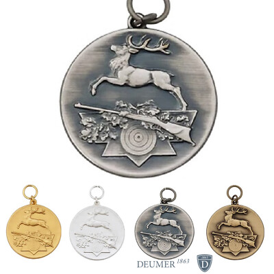 Medaille  Hirsch    Jagdmedaille   bronze-gold-silber-altsilber   DEUMER