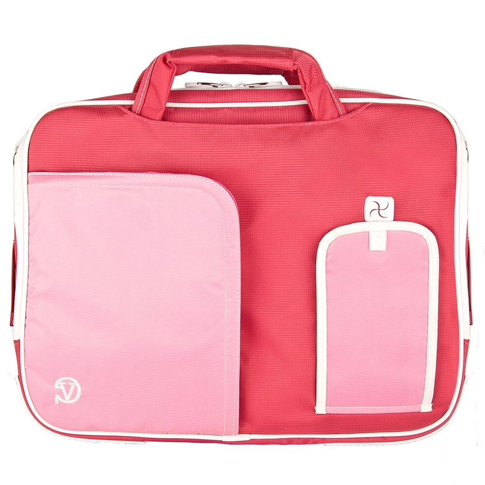 Funda de hombro escolar de nailon rosa para computadora portátil para iPad Pro 12.9 de 13" / Macbook Air 13 Foto 3 de 4