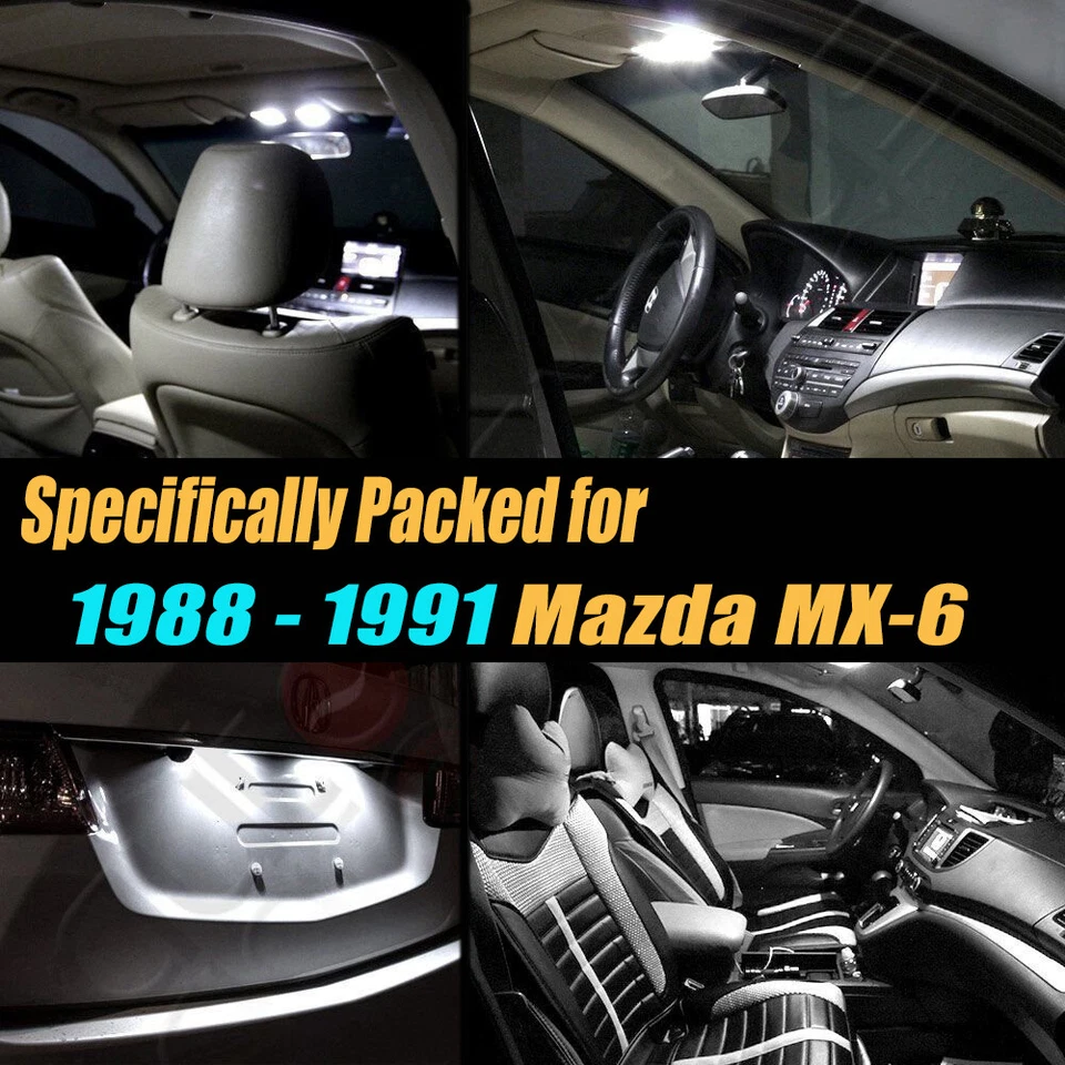 Paquete de kit de bombillas LED interiores súper blancas para automóvil de 14 piezas para Mazda MX-6 1988-1991 Foto 2 de 4
