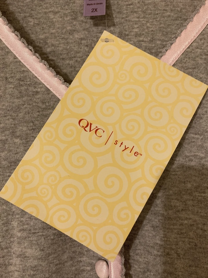 Stan Herman Brushed Knit Embroidered Pajama Top NWT 2X Light Gray - Image 3 of 4