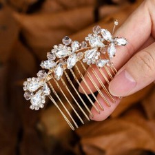 Bride Wedding Hair Comb Silver Bridal Headpieces Rhinestone Pearl Hair Pieces...