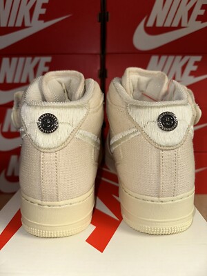 Brand New Nike x Stussy Air Force 1 Mid Fossil Hemp Mens Size 12