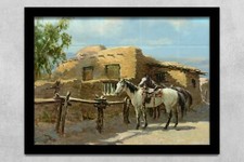 ready to hang ceramic tile mural backsplash. Old Adobe. horses country western