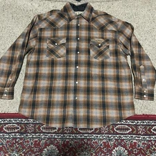 Jesse James Shirt Men's Large Brown Plaid Button West Coast Choppers Work Wear