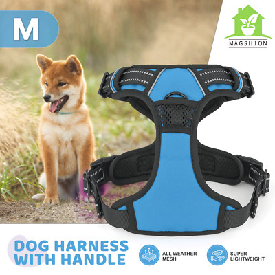 Lightweight Reflective Pet Dog Harness Adjustable Control Blue Soft Vest&Handle