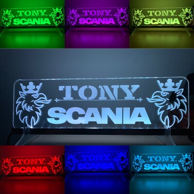 Custom made  Truck Cabin Interior  Engraved Usb Led Light,RGB control 30x10 cm