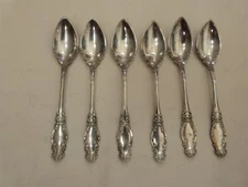 6 VINTAGE Melrose 1898 Wm Rogers Silverplate Teaspoons or Grapefruit 5 7/8"