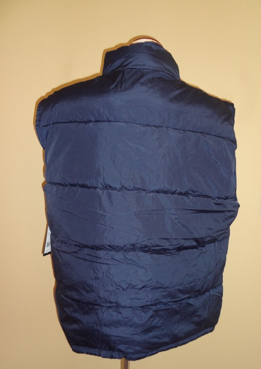 NWT Men's Polo Navy Blue Puffer Full Zip Vest in size