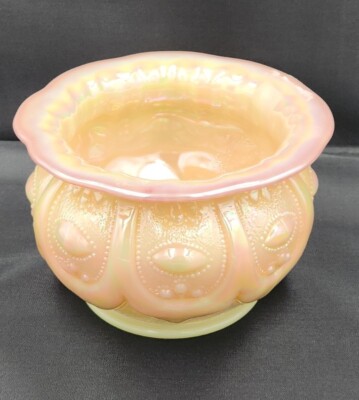 Fenton DBS Singleton Bailey Farmyard  Burmese Uranium Rose Bowl Vase Spittoon