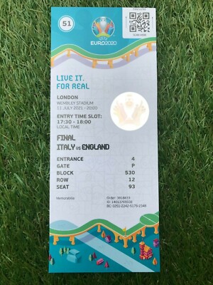 Italien - England EM 2020 Final Ticket Wembley Finale Karte Italia Euro 20 Sp 51
