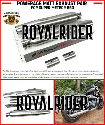 ''POWERAGE MATT FINISHED EXHAUST PAIR'' Fit For Royal Enfield Super Meteor 650