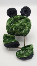Handmade Newborn Crochet Baby Bear Hat And Booties