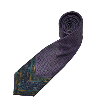 Strathmore Tie Mens One Size Purple Paisley Print Silk Handmade Necktie Preppy