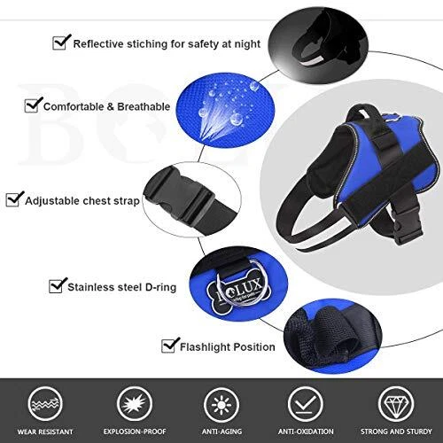 Dog Harness, No-Pull Reflective Dog Vest, Breathable Small (Pack of 1) Blue