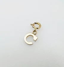 14K Solid Yellow Gold Mini/Very Small 'C' Initial Charm Pendant w/Spring Clasp