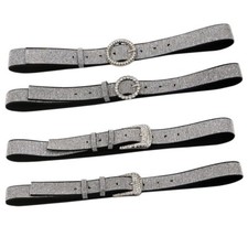 Women Belt Waistband Strap Bling Crystal Rhinestone Studded Punk Club Silver