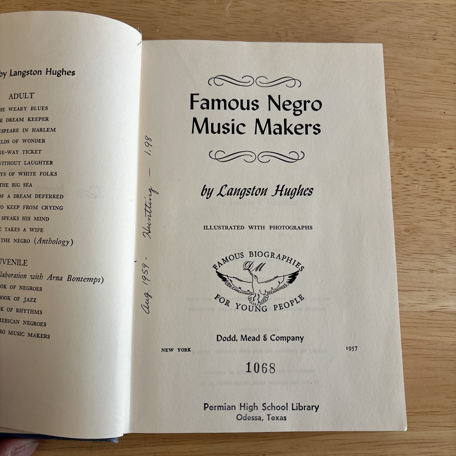 Famous Negro Music Makers by Langston Hughes hb/1955