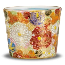 Waza No Kura Soba Choko (Soba Cup), Stylish Kutani Ware Soba Choko With Flower _