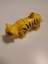Lego Duplo Figure Tiger yellow w/ black stripes (head moves) vintage