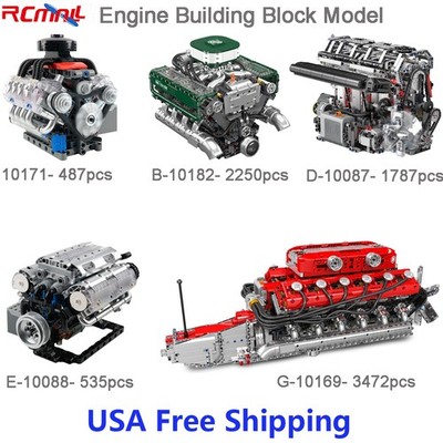 Mould King Simulation L4 V8 V12 Engine Model Electrically Driven Building Bricks