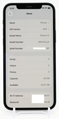 Apple iPhone 12 64GB Black Network Unlocked Excellent 92% Battery