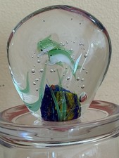 Art Glass Aquarium Fish Coral Two Sided Coastal Paperweight Murano Style