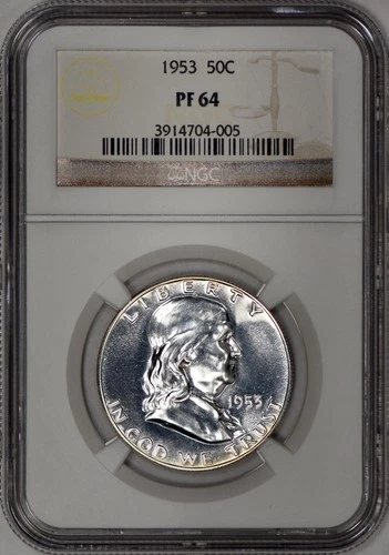 1953 Proof Franklin Half Dollar 50c NGC PF 64 (PR64) RED-001 Re-engraved Reverse