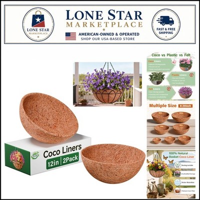 Eco-Friendly 2-Pack 12-Inch Coco Liner for Beautiful Indoor/Outdoor Gardening