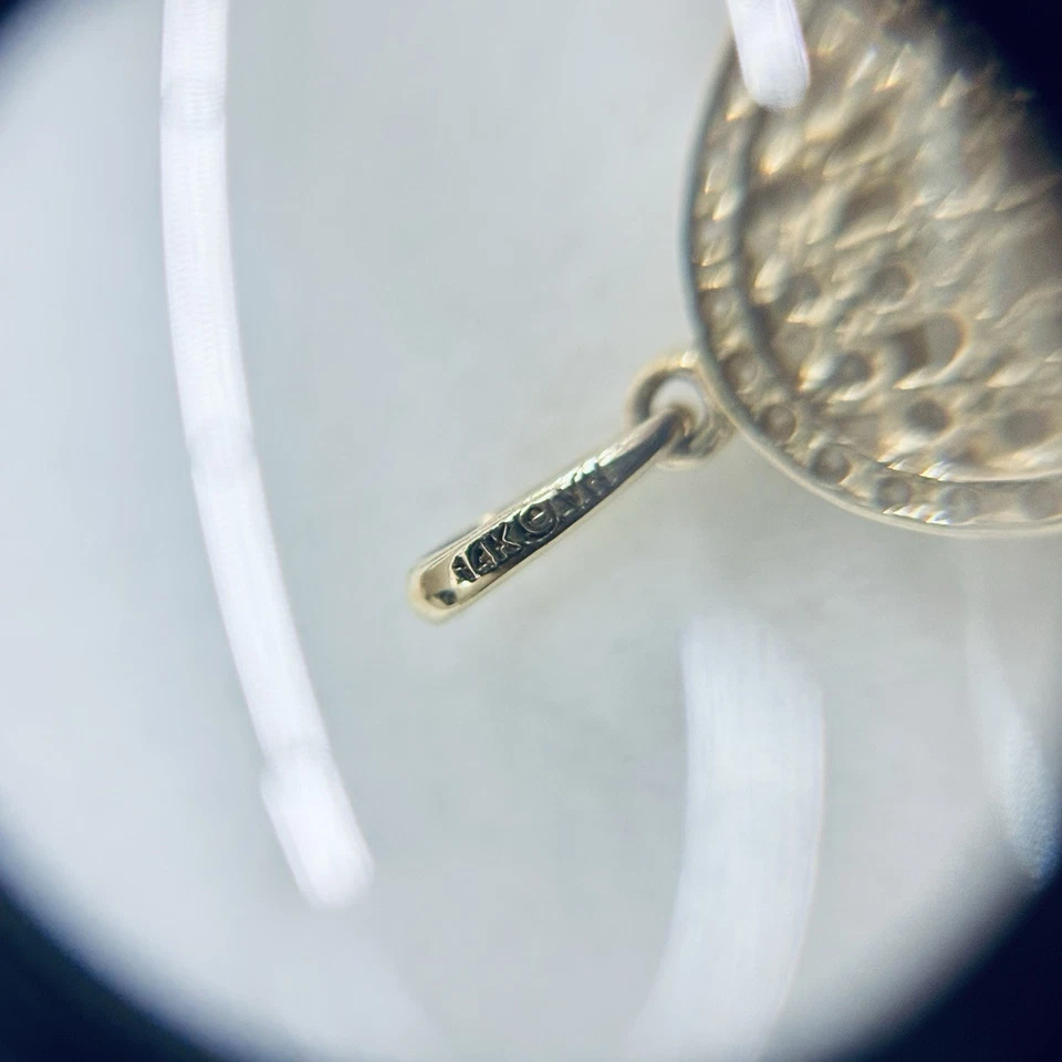 14k Yellow Gold Tree Of Life Family Halo Cluster CZ Pave Round Cut Pendant Charm - Image 3 of 4