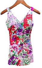 Vintage Perfection Fit by Roxanne Swimming Suit w/ Skirt Floral Sz 16 / 38