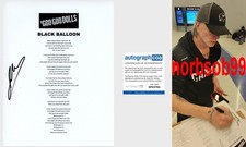 JOHNNY RZEZNIK SIGNED GOO GOO DOLLS BLACK BALLOON LYRIC SHEET EXACT PROOF & COA